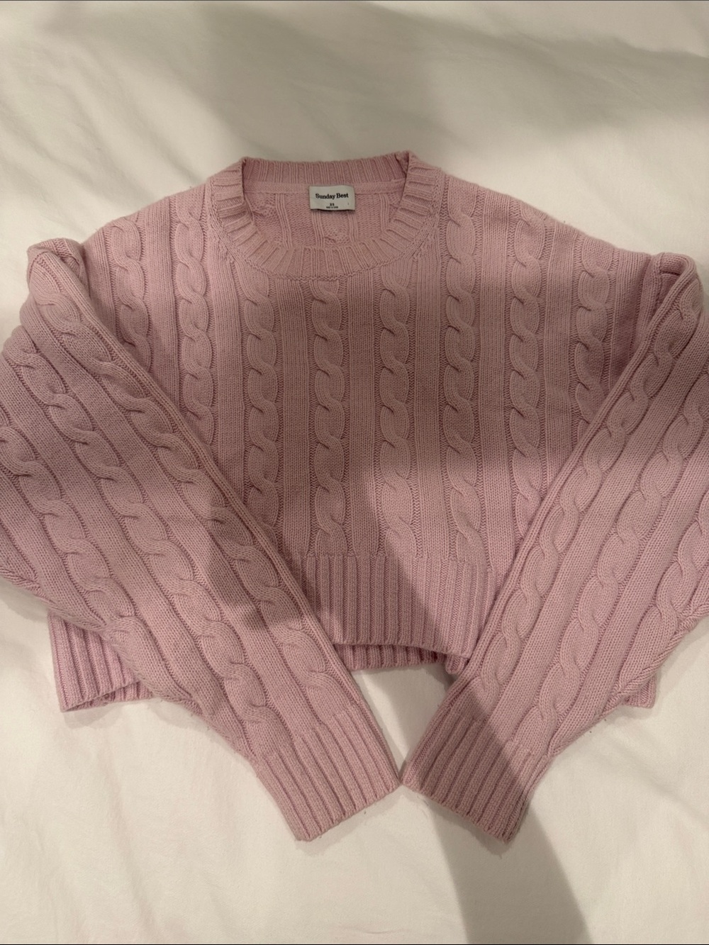 Aritzia Cropped Cable Knit Sweater